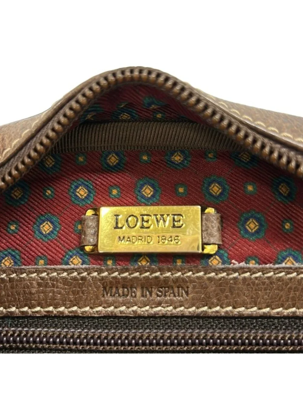 Loewe Shoulder Bag Anagram Pattern Brown Khaki Leather
